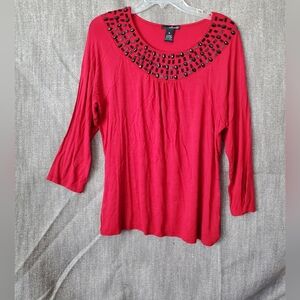 XL Willi Smith Red Embellished Blouse